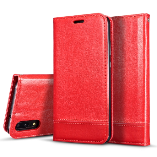 

For Huawei P20 Double-sided Absorption Splicing Horizontal Flip Leather Case with Holder & Card Slots & Lanyard(Red)