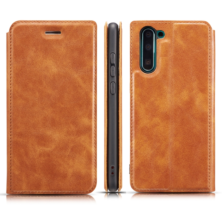 

For Galaxy Note10 Retro Simple Ultra-thin Magnetic Leather Case with Holder & Card Slots & Lanyard(Brown)
