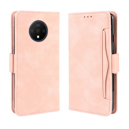 

For OnePlus 7T Wallet Style Skin Feel Calf Pattern Leather Case with Separate Card Slot(Pink)