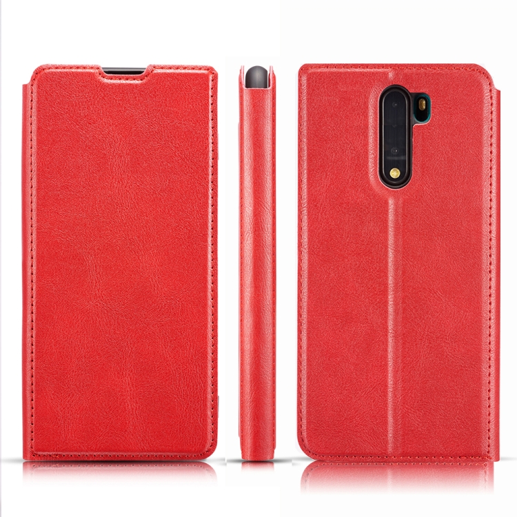 

For Xiaomi Redmi Note8 Plus Retro Simple Ultrathin Magnetic Leather Case with Holder & Card Slots & Lanyard(Red)