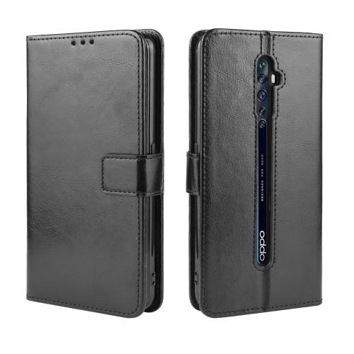 

For Oppo Reno2 F / Reno2 Z Retro Crazy Horse Texture Horizontal Flip Leather Case with Holder & Card Slots & Photo Frame(Black)