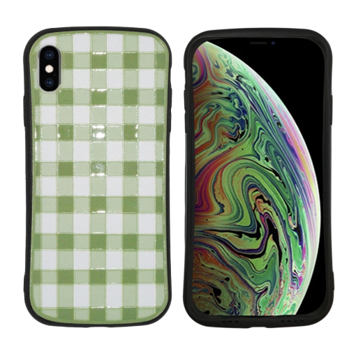 

For iPhone X Lattice Pattern Small Waist Relief Light Oil Mobile Phone Shell Protection Case(Green)