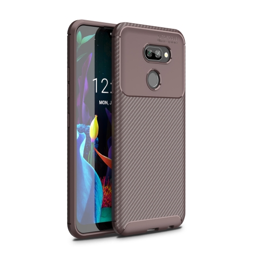 

For LG K40S Beetle Series Carbon Fiber Texture Shockproof TPU Cas(Brown)