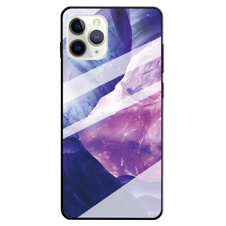 

Fashion Marble Tempered Glass Case Protective Shell Glass Cover Phone Case(Rock Purple)