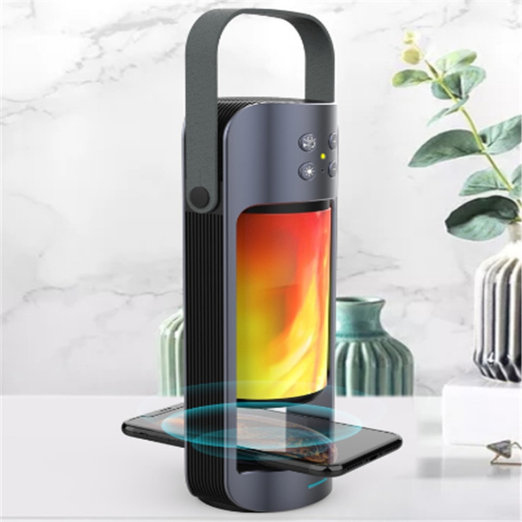 

Versatile Outdoor Emergency Light Flame Light Wireless Charging Bluetooth Speaker(Black)