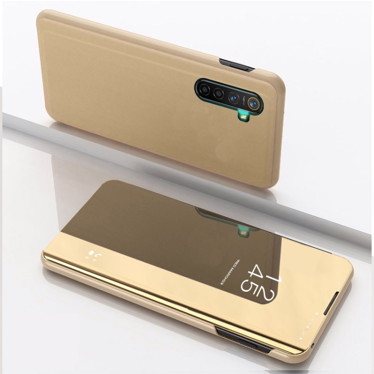 

For OPPO Realme XT / K5 / Realme X2 Plated Mirror Horizontal Flip Leather Cover with Stand Mobile Phone Holster(Gold)