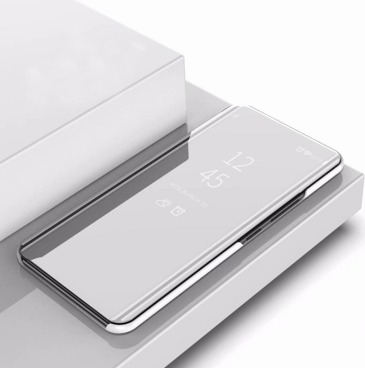 

For OnePlus 7T Pro Plated Mirror Horizontal Flip Leather Cover with Stand Mobile Phone Holster(Silver)