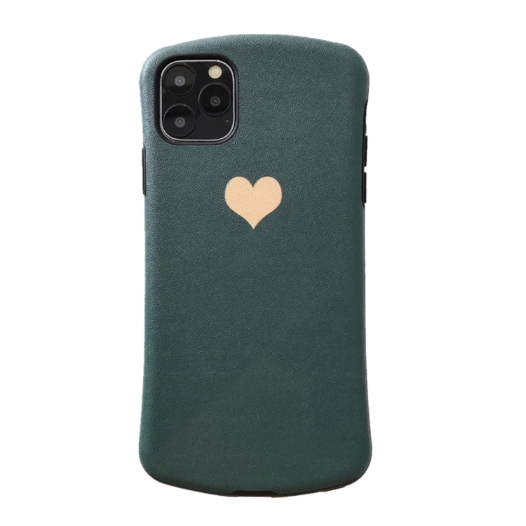 

For iPhone 11 Pro Simple Love Design Small Waist Shape Relief Mobile Phone Protection Shell(Olive color)