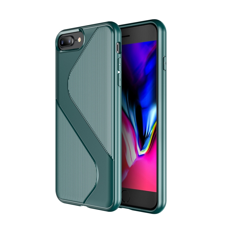 

For iPhone 6 Plus & 6s Plus S-Shaped Soft TPU Protective Cover Case(Green)