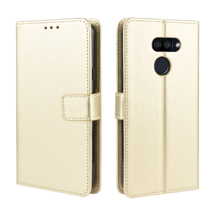 

For LG K40S Retro Crazy Horse Texture Horizontal Flip Leather Case with Holder & Card Slots & Photo Frame(Gold)