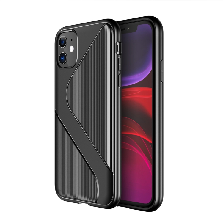 

For iPhone 11 S-Shaped Soft TPU Protective Cover Case(Black)