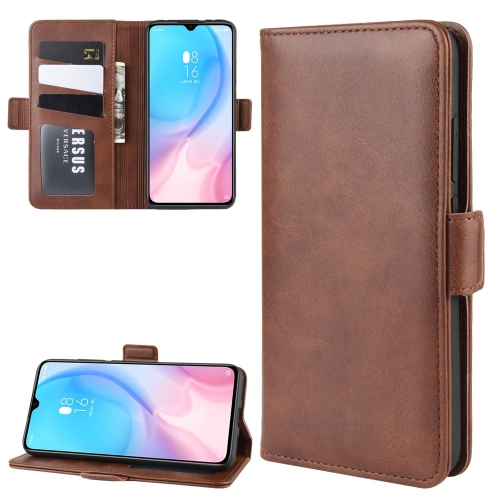 

For Xiaomi CC9 Double Buckle Crazy Horse Business Mobile Phone Holster with Card Wallet Bracket Function(Brown)