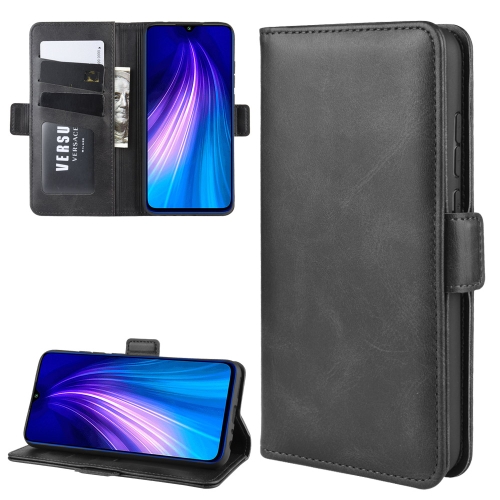 

For Xiaomi Redmi Note 8 Double Buckle Crazy Horse Business Mobile Phone Holster with Card Wallet Bracket Function(Black)