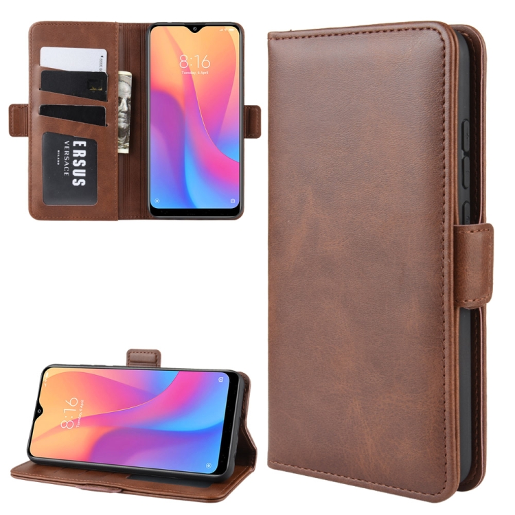 

For Xiaomi Redmi 8A Double Buckle Crazy Horse Business Mobile Phone Holster with Card Wallet Bracket Function(Brown)