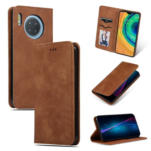 

For Huawei Mate 30 Pro Retro Skin Feel Business Magnetic Horizontal Flip Leather Case(Brown)