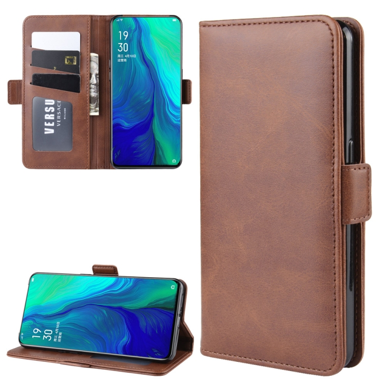

For Oppo Reno 10x zoom / Oppo Reno 5G Double Buckle Crazy Horse Business Mobile Phone Holster with Card Wallet Bracket Function(Brown)