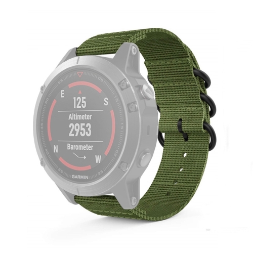 

For Garmin Fenix 5S 20mm Three-ring Nylon Watchband(Army Green)