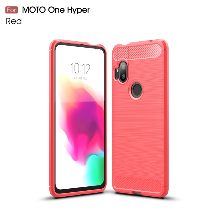 

For MOTO One Hyper Brushed Texture Carbon Fiber TPU Case(Red)