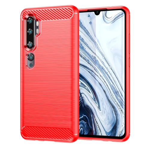 

For Xiaomi Mi CC9 Pro / Note10 Brushed Texture Carbon Fiber TPU Case(Red)