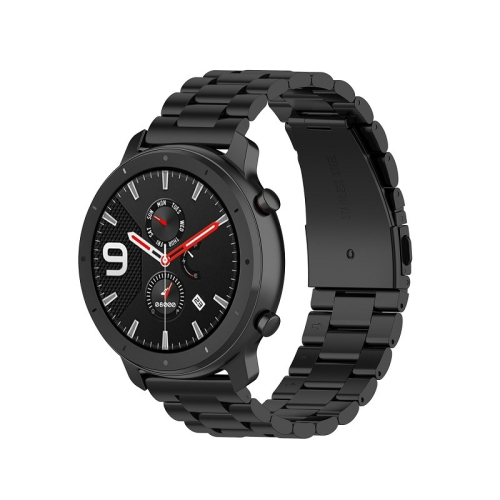

Applicable To Ticwatch Generation / Moto360 Second Generation 460 / Samsung GearS3 / Huawei GT Universal 22mm Stainless Steel Metal Strap Butterfly Buckle Three Beads(black)