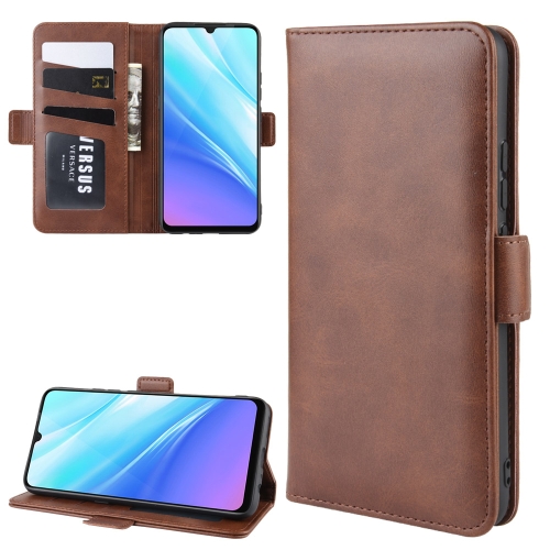 

For Vivo Y7S /iQOO Neo / Z5 Double Buckle Crazy Horse Business Mobile Phone Holster with Card Wallet Bracket Function(Brown)