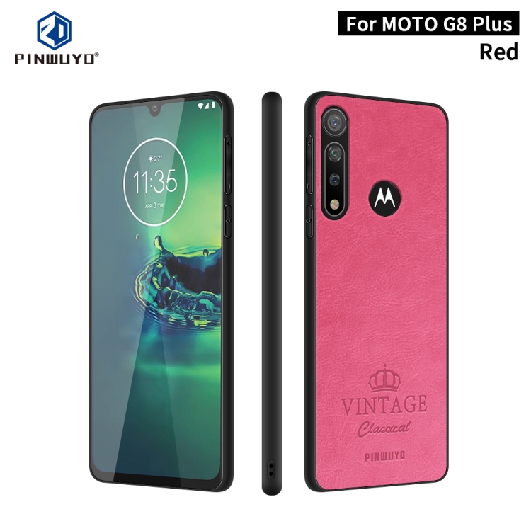 

For MOTO G8 Plus PINWUYO Pin Rui Series Classical Leather, PC + TPU + PU Leather Waterproof And Anti-fall All-inclusive Protective Shell(Red)