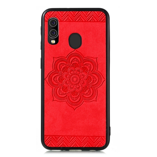 

For Galaxy A20e / A10e Rose Mandala Pattern PC + TPU + PU Phone Case(Red)