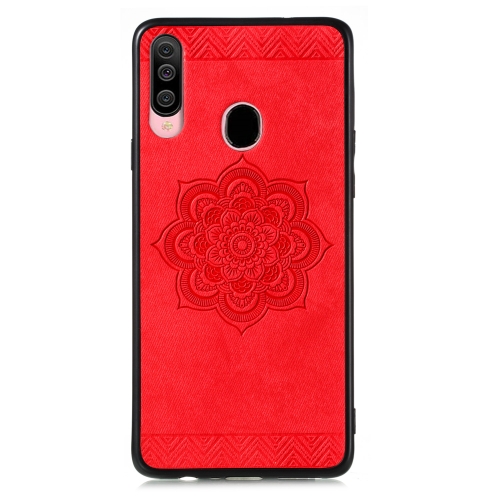 

For Galaxy A20s Rose Mandala Pattern PC + TPU + PU Phone Case(Red)