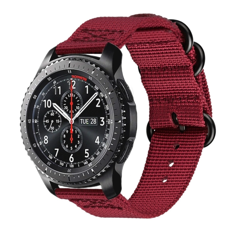 

For Samsung Galaxy Watch Active 20mm S3 Nylon Three-ring Strap(Wine Red)