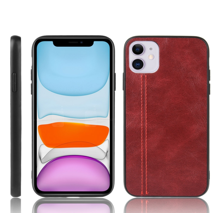 

For iPhone 11 Shockproof Sewing Cow Pattern Skin PC + PU + TPU Case(Red)