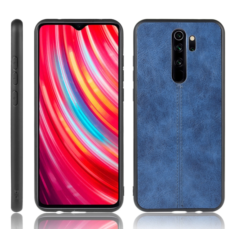

For Xiaomi Redmi Note 8 Pro Shockproof Sewing Cow Pattern Skin PC + PU + TPU Case(Blue)