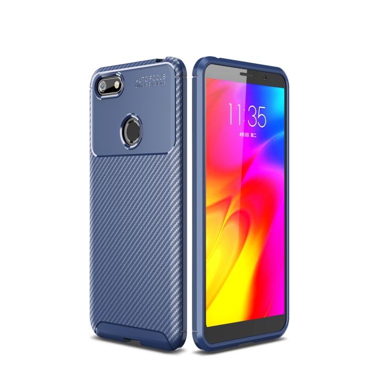 

For Motorola Moto E6 Play Beetle Series Carbon Fiber Texture Shockproof TPU Case(Blue)