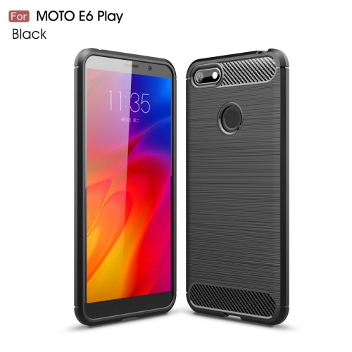 

For Motorola Moto E6 Play Brushed Texture Carbon Fiber TPU Case(Black)
