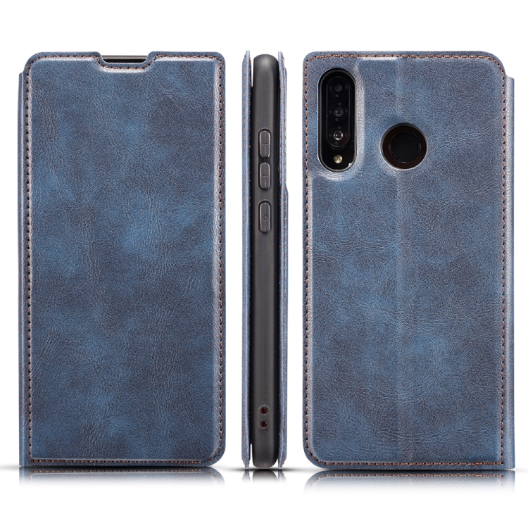 

Retro Simple Ultra-thin Magnetic Leather Case with Holder & Card Slots & Lanyard for Huawei Y9 Prime 2019(Blue)
