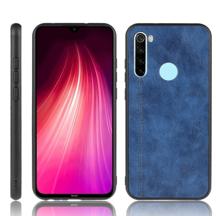 

For Xiaomi Redmi Note 8T Shockproof Sewing Cow Pattern Skin PC + PU + TPU Case(Blue)