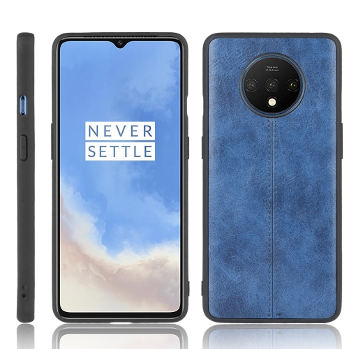 

For OnePlus 7T Shockproof Sewing Cow Pattern Skin PC + PU + TPU Case(Blue)