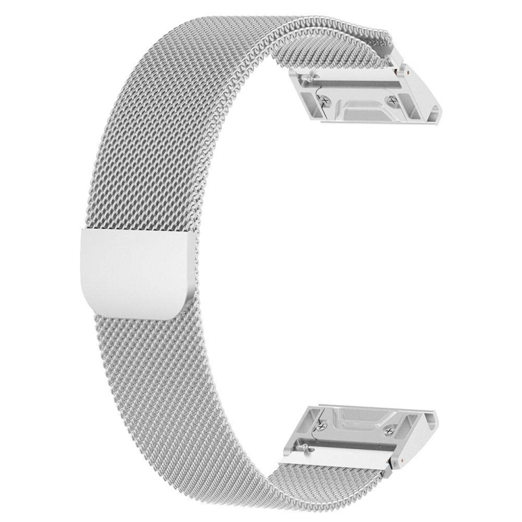 

For Garmin Fenix 5 Milan Metal Stainless Steel Metal Watchband （Silver）, Size:26MM