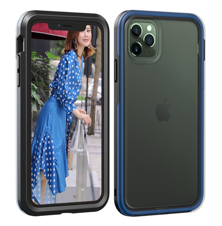 

For iPhone 11 Pro Max TPU+PC Polish Case Drop & Shockproof & Scratch-Resistant(Black+Blue)