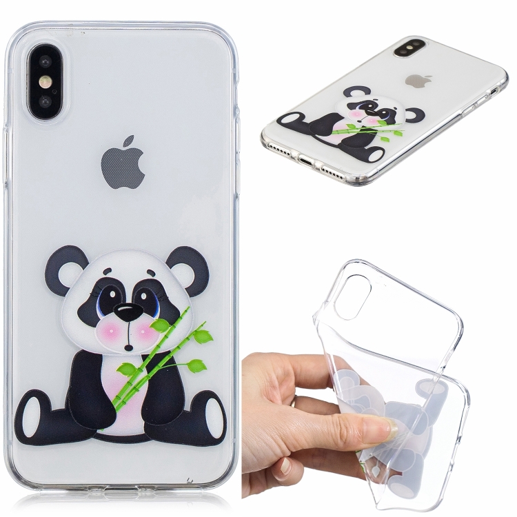 

For iPhone XR 3D Pattern Transparent TPU Case(Bamboo Bear)