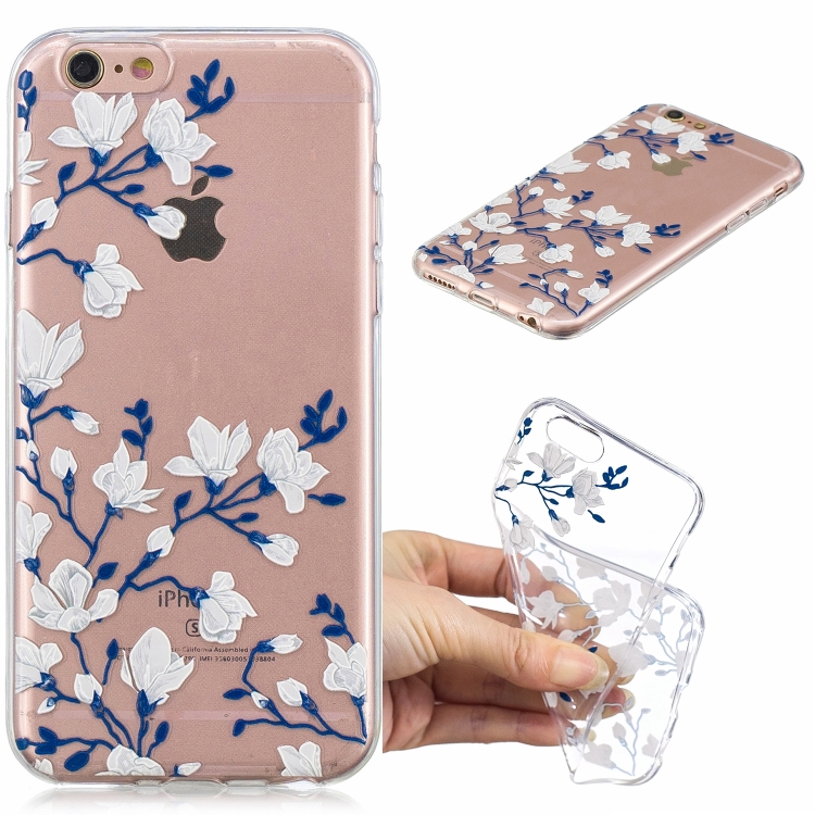 

For iPhone 6 3D Pattern Transparent TPU Case(Magnolia)