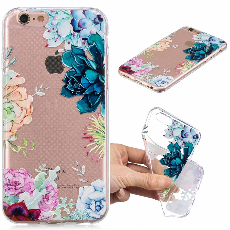 

For iPhone 6 Plus 3D Pattern Transparent TPU Case(The Stone Flower)