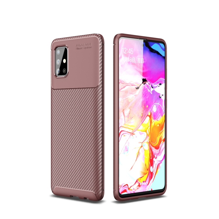 

For Galaxy A71 Carbon Fiber Texture Shockproof TPU Case(Brown)