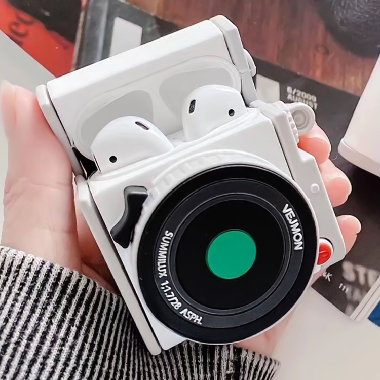 

For Apple AirPods 1/2 Gen Polaroid Camera Style Bluetooth Headphone Protective Case(White)