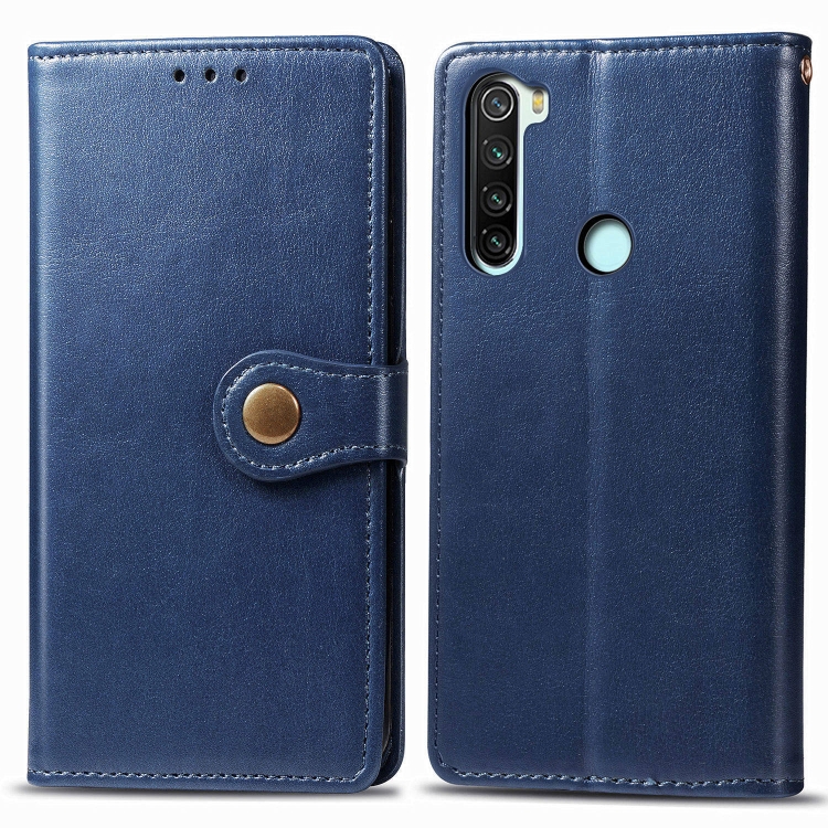 

For Xiaomi Redmi Note 8T Retro Solid Color Leather Buckle Mobile Phone Protection Leather Case with Photo Frame & Card Slot & Wallet & Bracket Function(Blue)