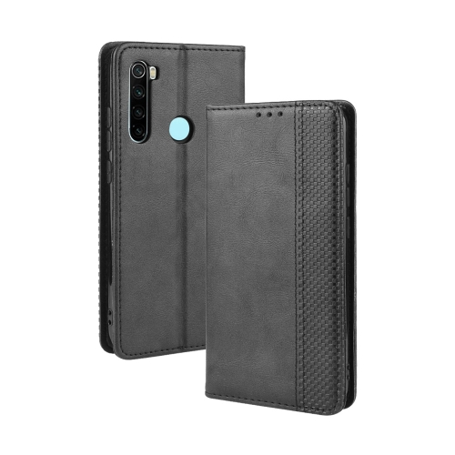 

For Xiaomi Redmi Note 8T Magnetic Buckle Retro Crazy Horse Texture Horizontal Flip Leather Case with Holder & Card Slots & Photo Frame(Black)
