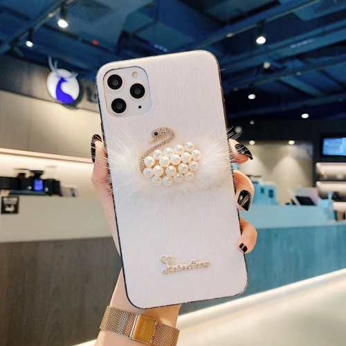 

For iPhone 11 Swan Mink Cell Phone Case(White)