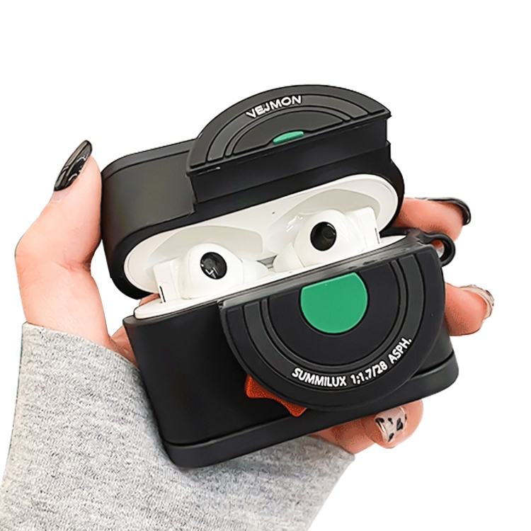 

For Apple AirPods Pro Polaroid Camera Style Bluetooth Headphone Protective Case(Black)