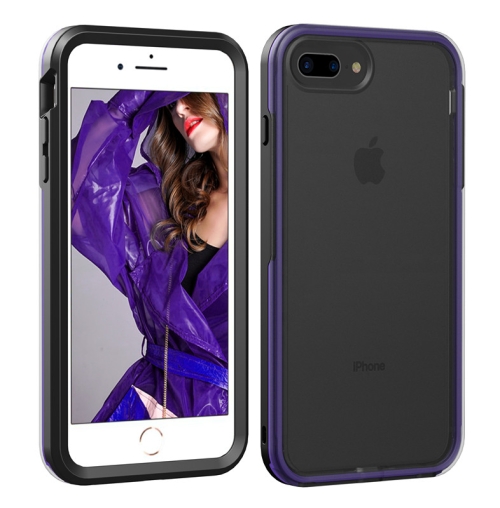 

For iPhone 7 Plus / 8 Plus TPU+PC Polish Case Drop & Shockproof & Scratch-Resistant(Black+Purple)