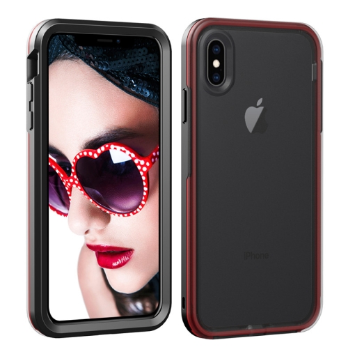 

For iPhone XS Max TPU+PC Polish Case Drop & Shockproof & Scratch-Resistant(Black）+Red)