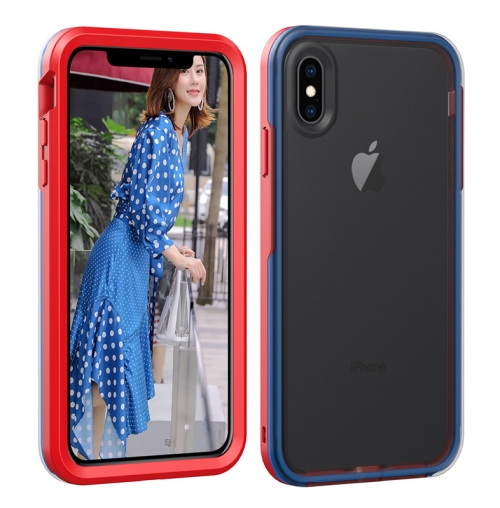 

For iPhone X / XS TPU+PC Polish Case Drop & Shockproof & Scratch-Resistant(Red+Blue)